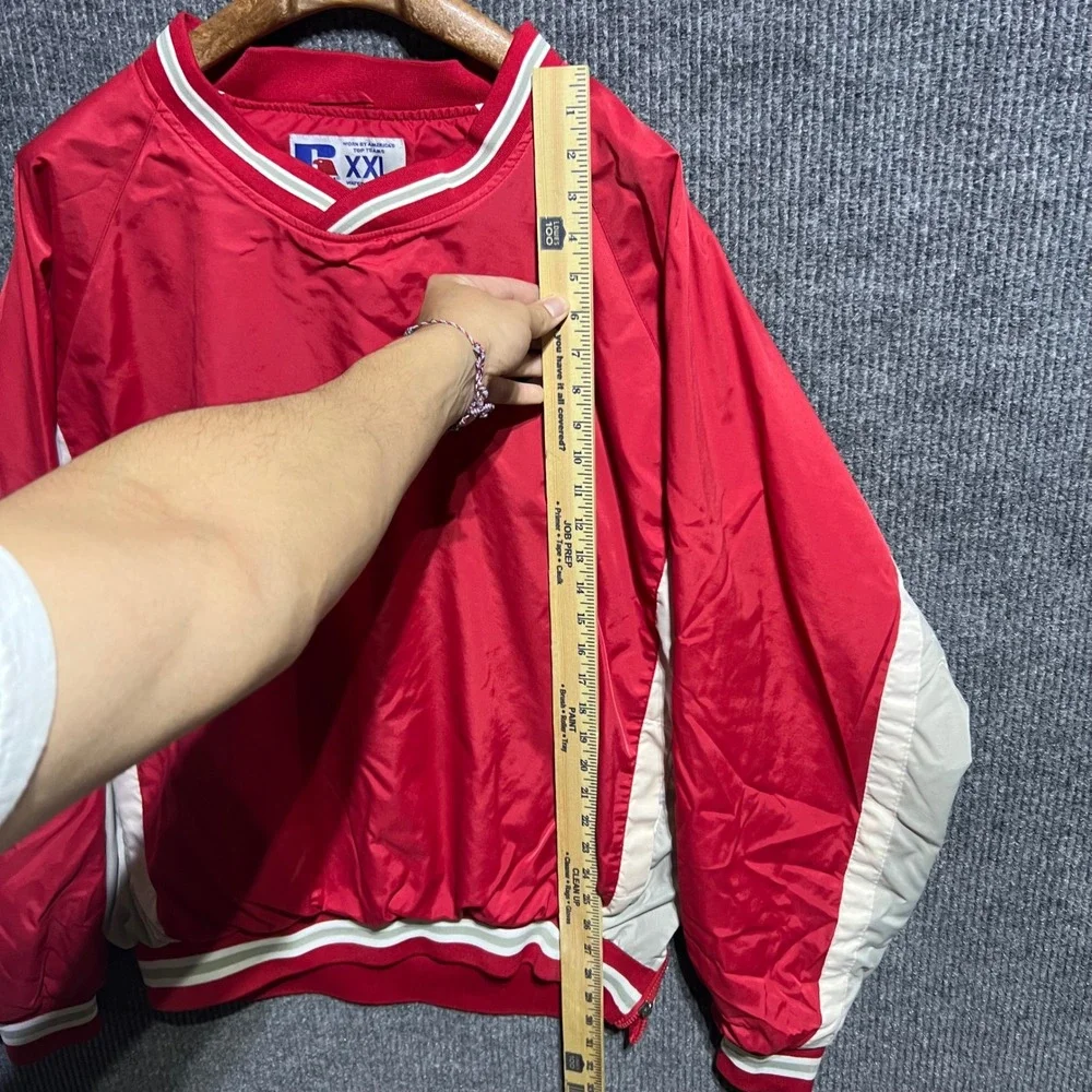 Vintage Russell Athletic Windbreaker Mens XXL Red Cincinnati Reds MLB Pullover